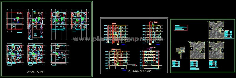 Villa Architectural Space Planning with Sections and Area DWG